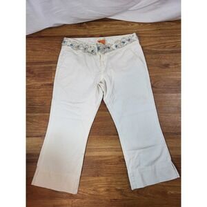 Twill Twenty Two White Capri Size 31 Beaded Y2K Pants